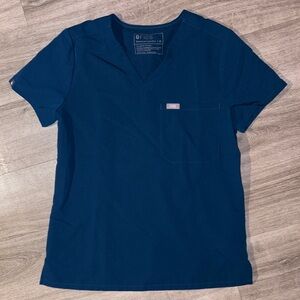 Figs Caribbean Blue Scrub Top XS
